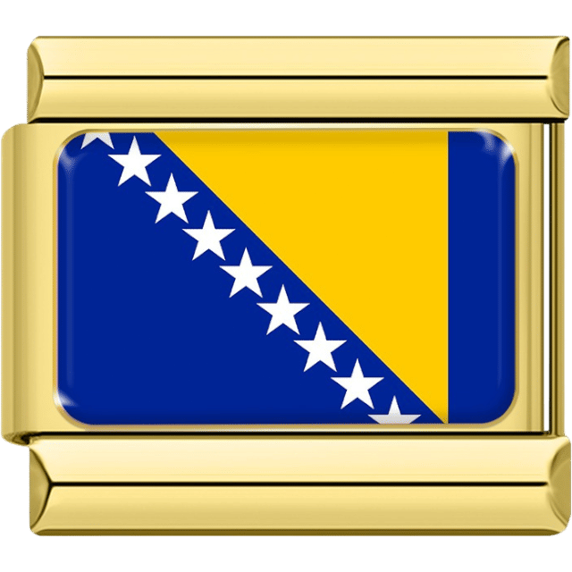 Italian charm featuring the flag of Bosnia and Herzegovina with a blue field, yellow diagonal band, and a row of white stars